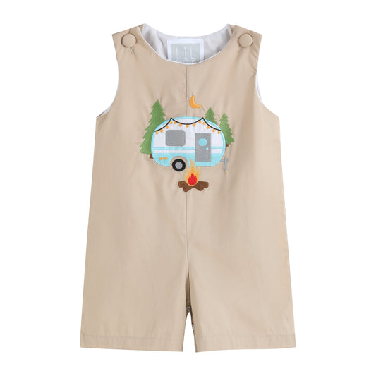 Light Brown Camping Applique Shortall