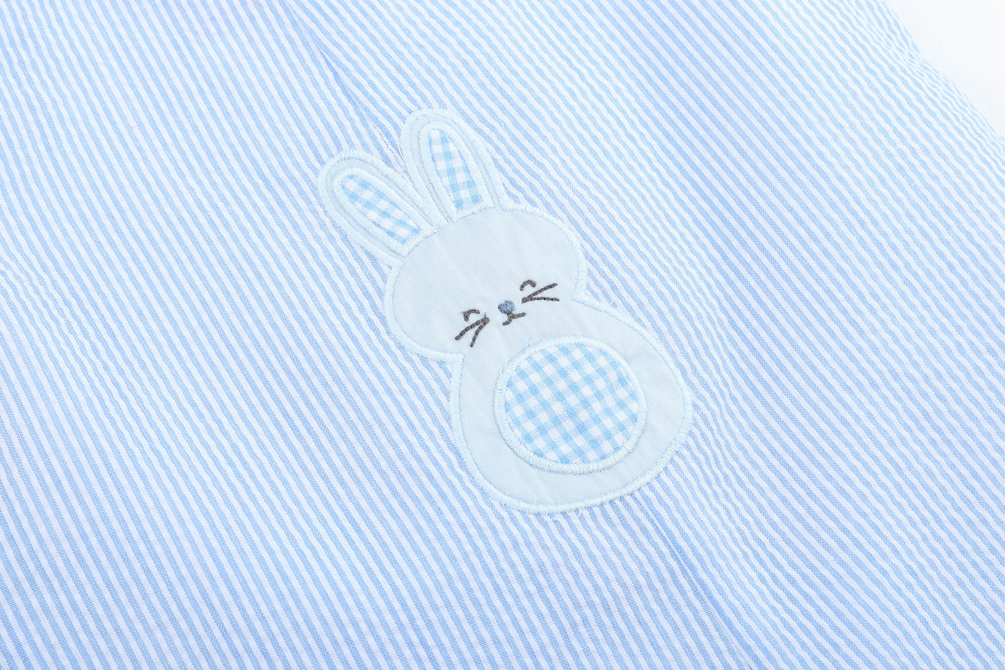Blue Seersucker Gingham Bunny Shortall