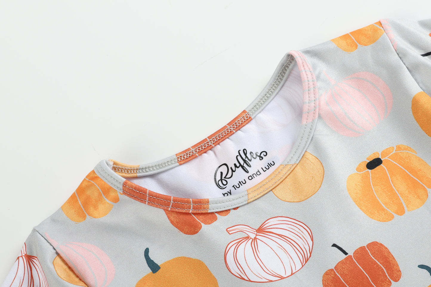 Ruffles - Orange and Gray Pumpkin Hi-Lo Top and Capris and Headband Set