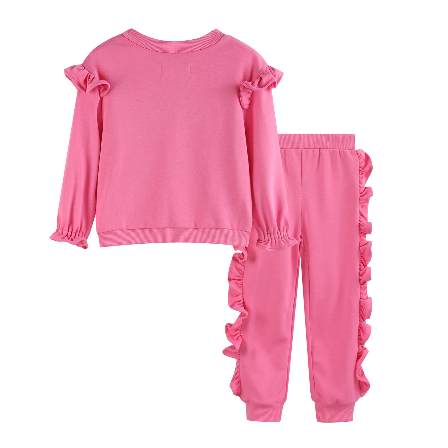 Ruffles - Pink Ruffle Sweatshirt with Jogger Pant Set