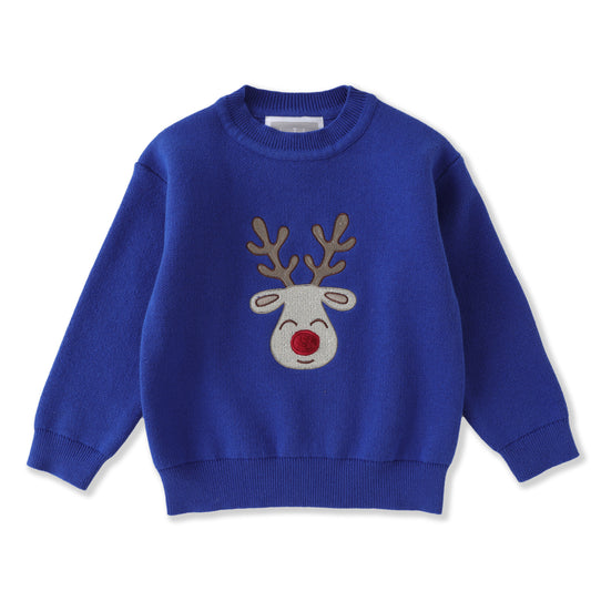 Blue Reindeer Christmas Sweater