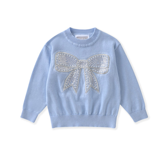 Blue Sparkly Bow Sweater