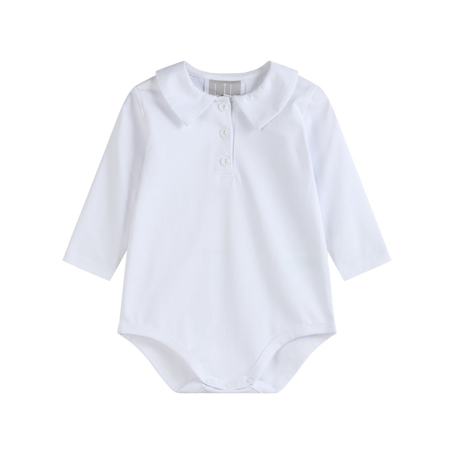 White Pointed Collar Button Romper All Year