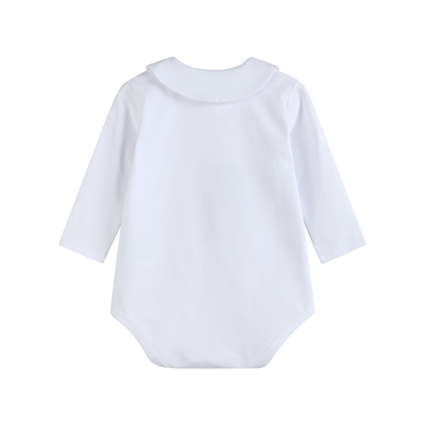 White Pointed Collar Button Romper All Year