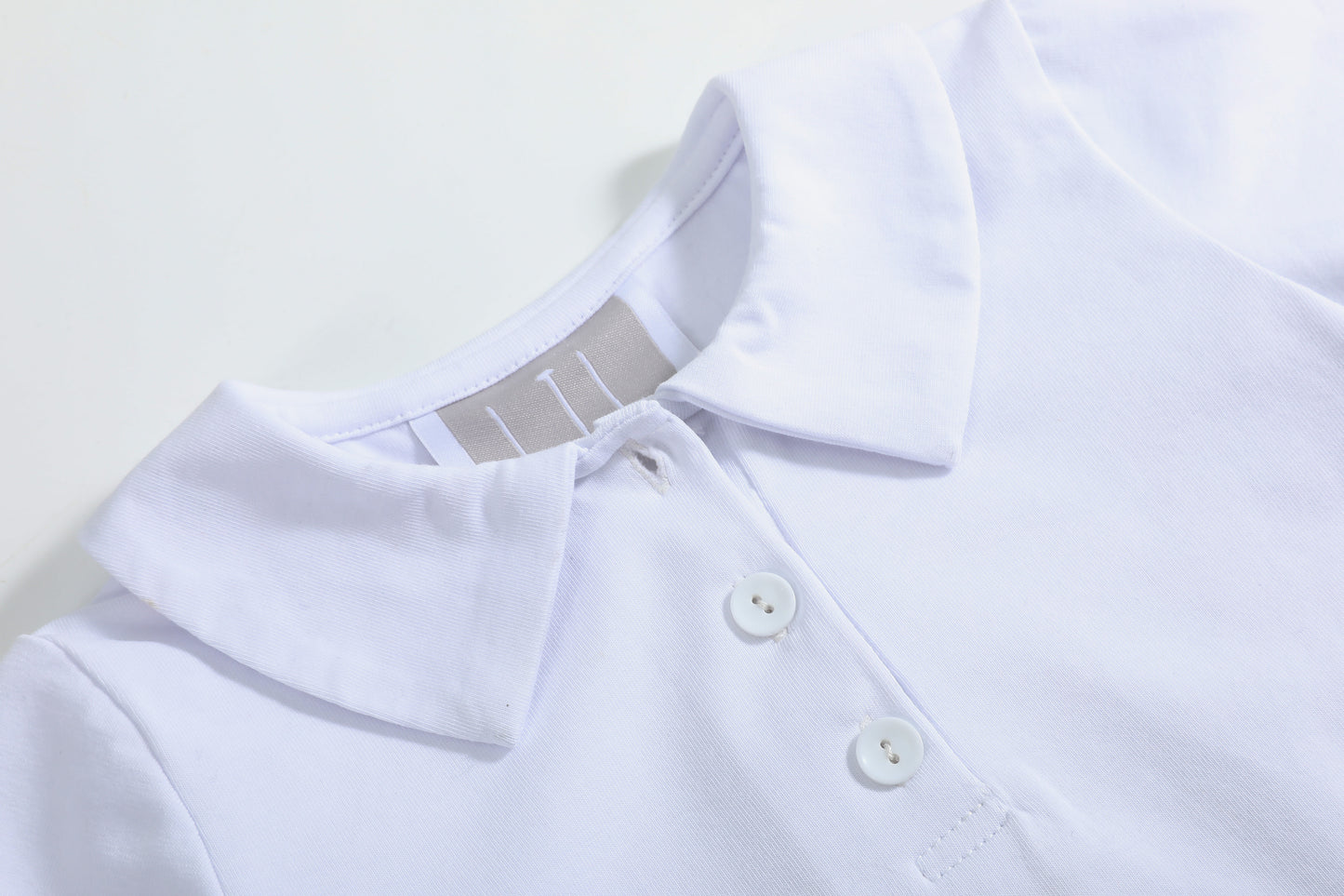 White Pointed Collar Button Romper All Year