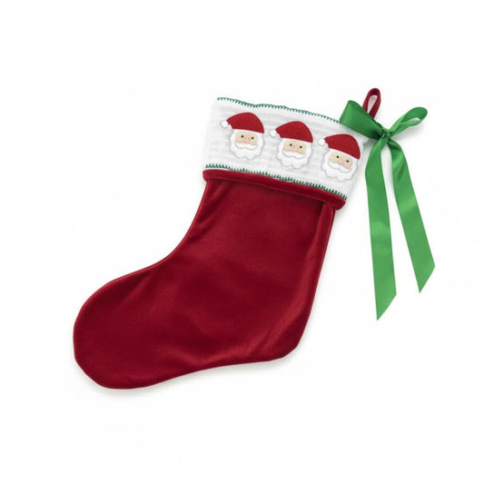 Red Velvet Santa Smocked Christmas Stocking