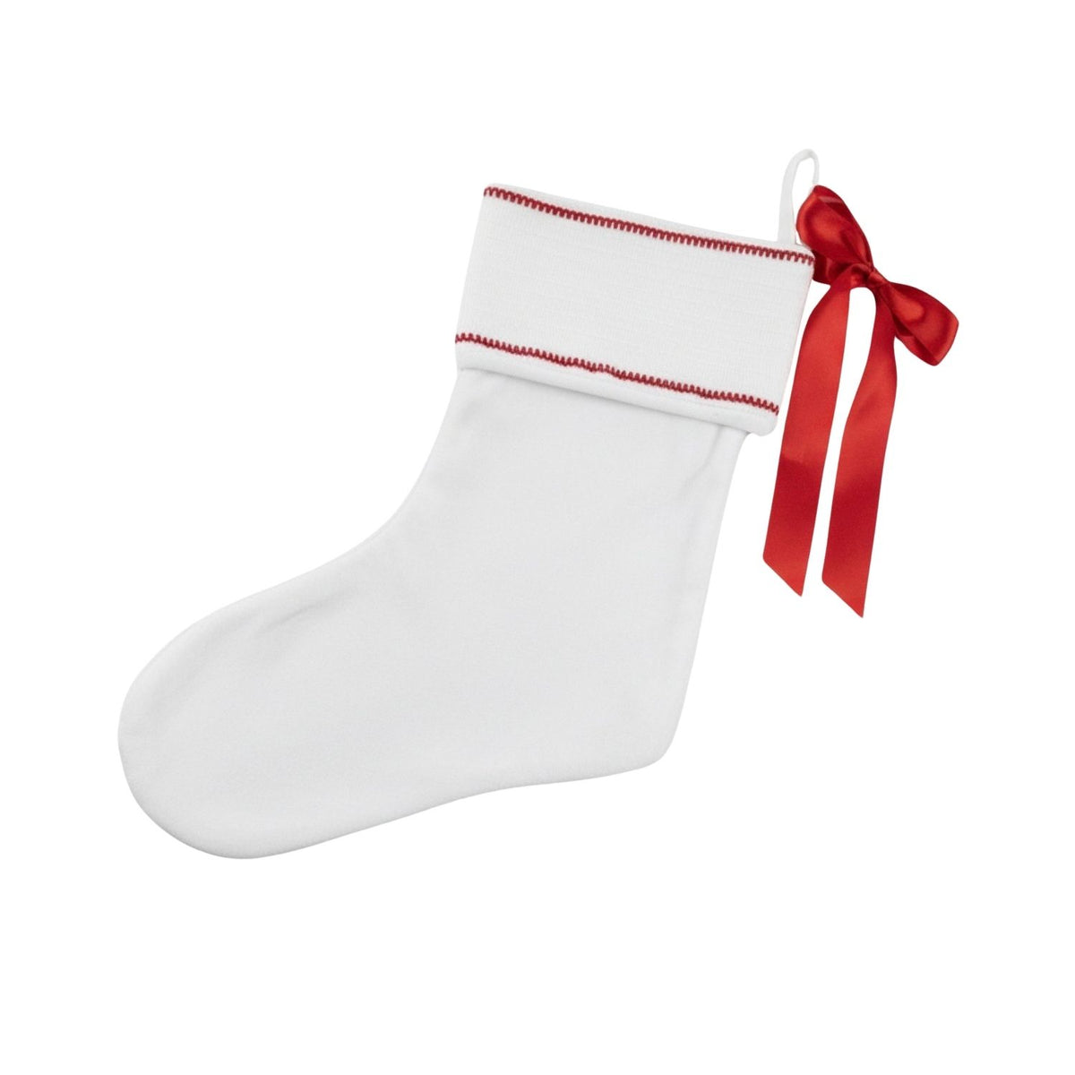 White Velvet Blank Christmas Smocked Stocking