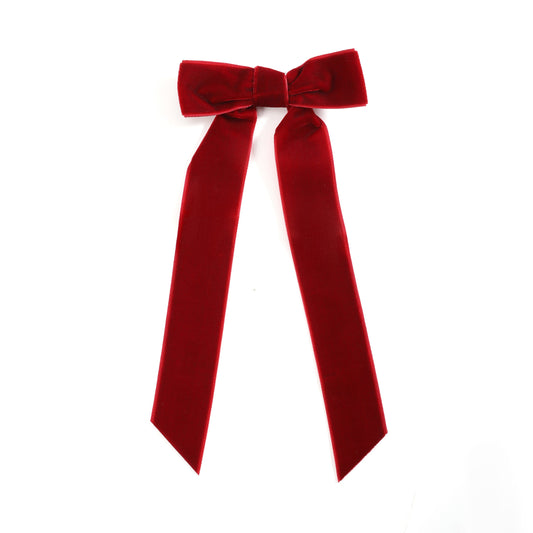 Dark Red Long Tails Hair Bow
