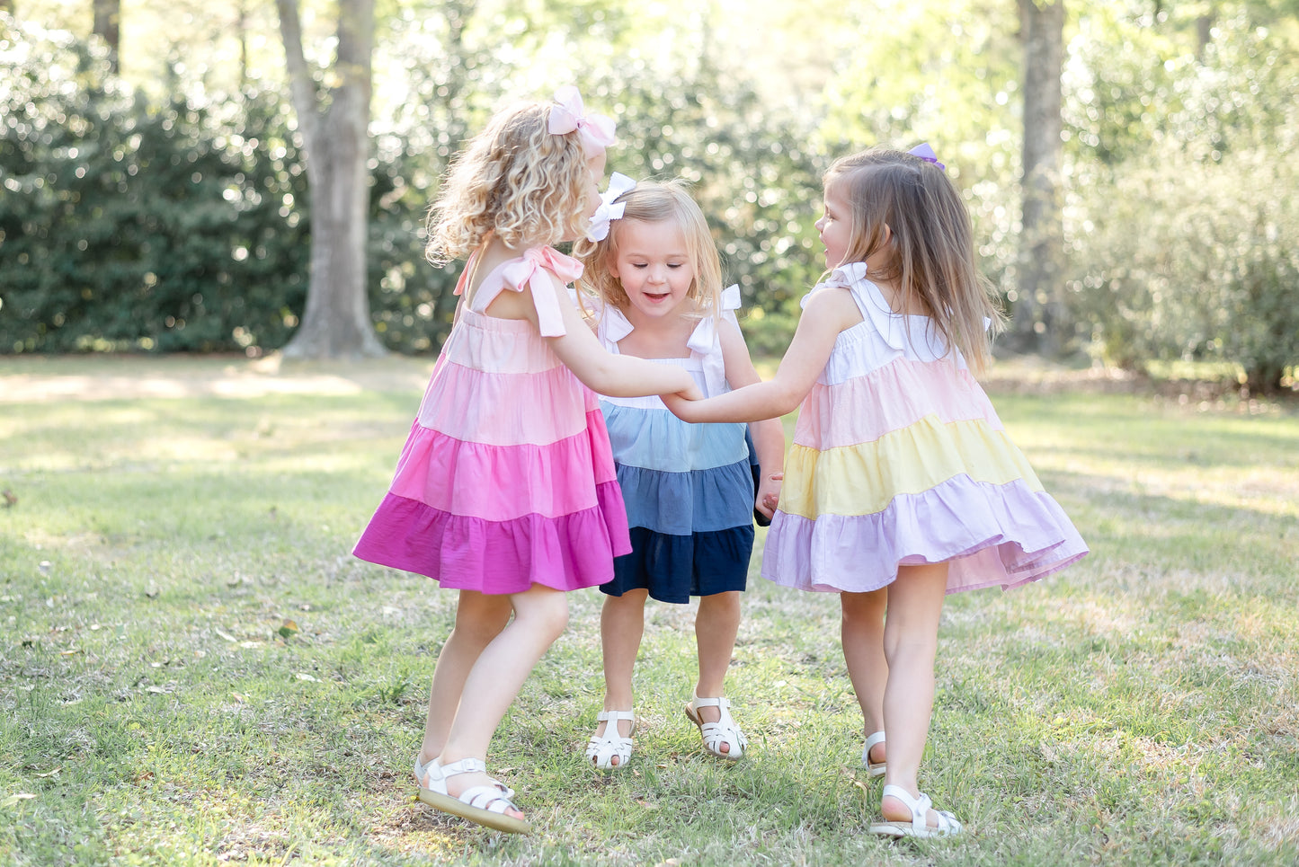 Ruffles - White & Blue Ombré Big-Bow Ruffle Shift Dress