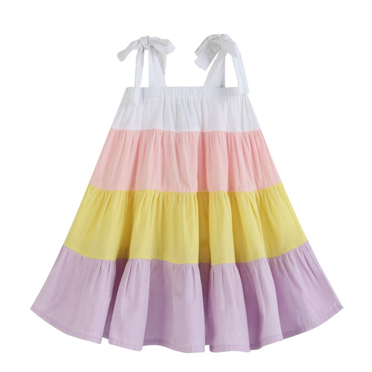 Ruffles - Pink & Pastel Yellow Big-Bow Ruffle Shift Dress