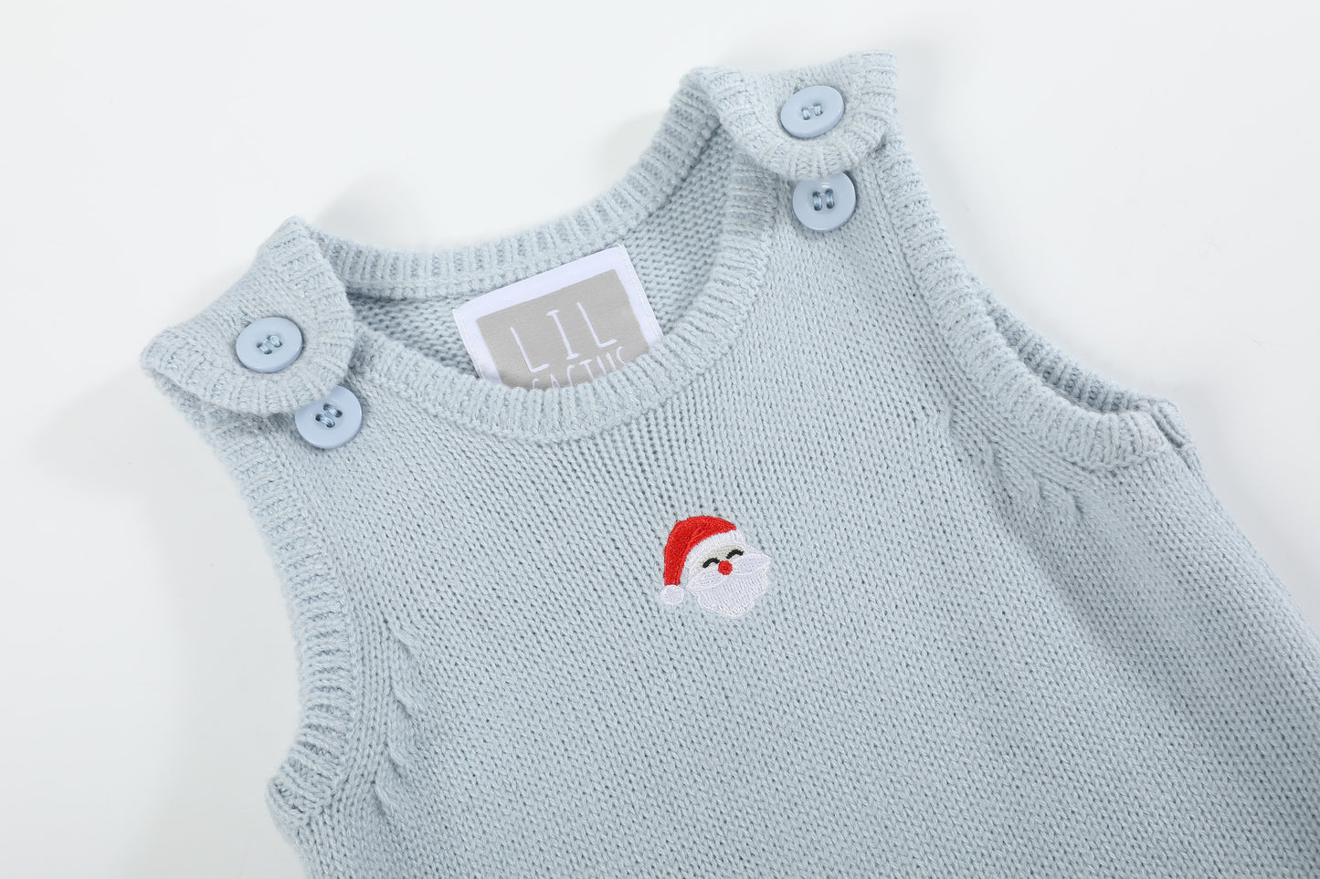 Light Blue Santa Knit Romper