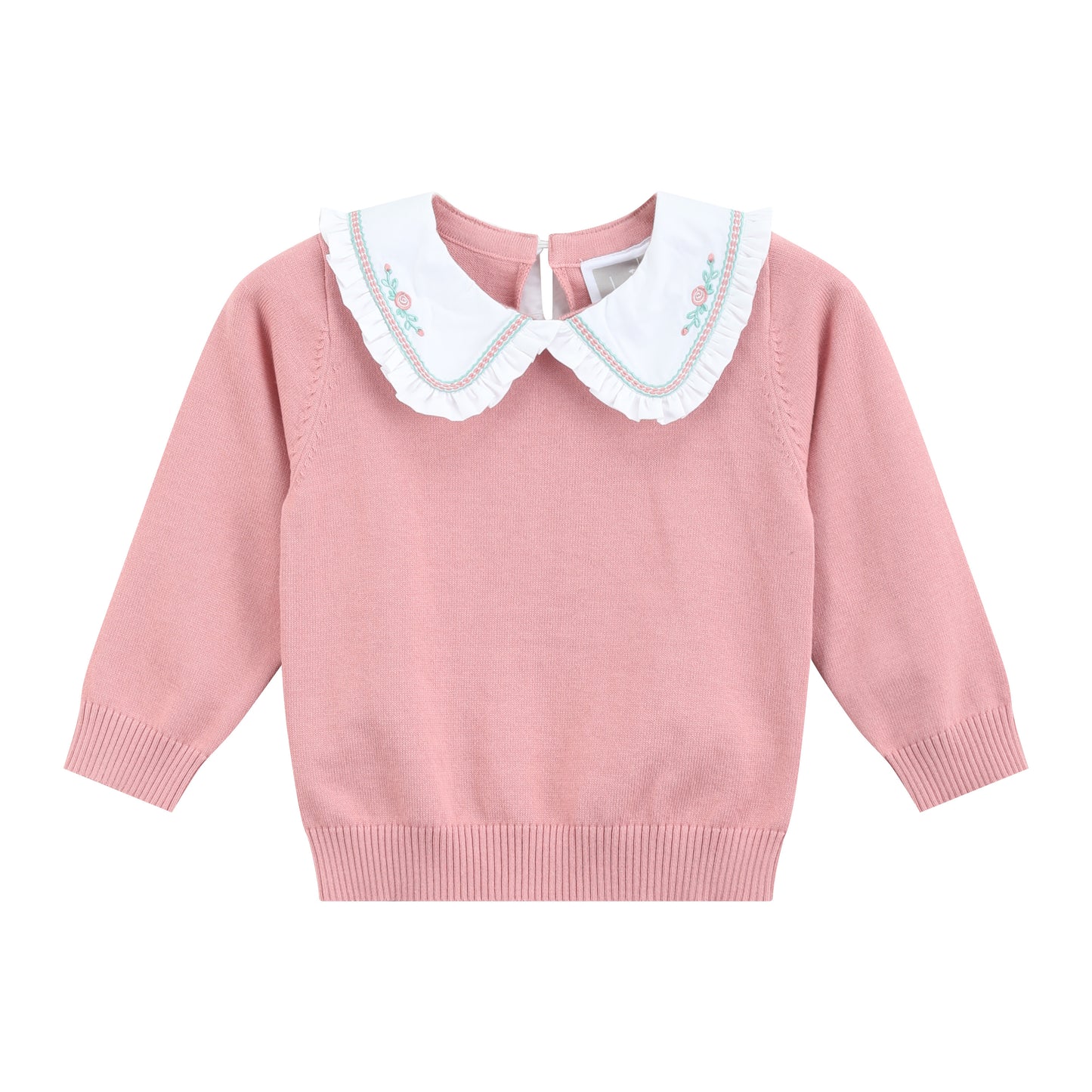Heirloom Pink Roses Collared Sweater