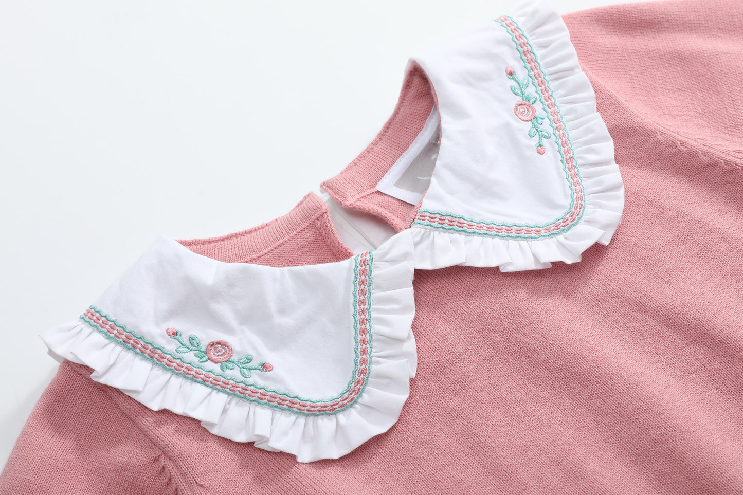 Heirloom Pink Roses Collared Sweater