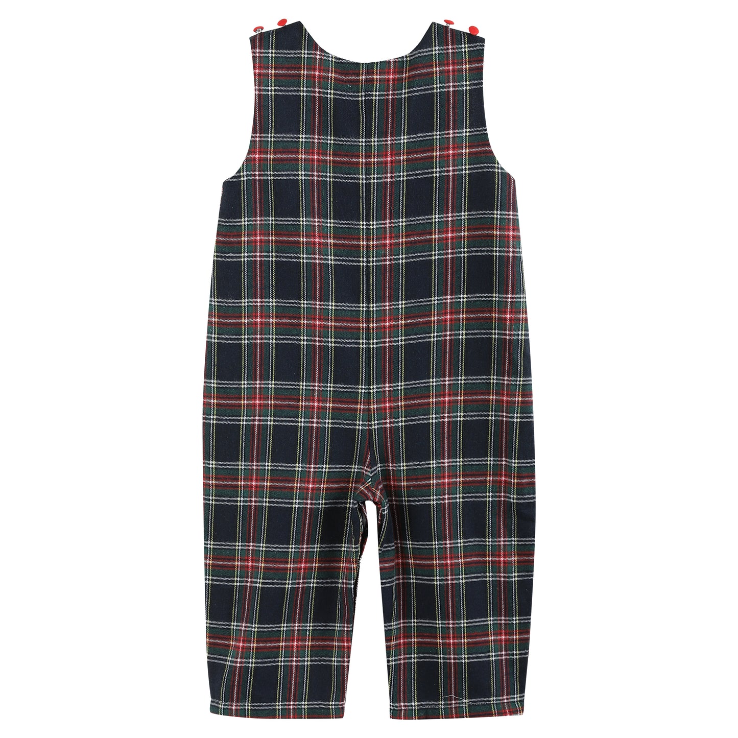 Navy and Red Plaid Reindeer Overalls