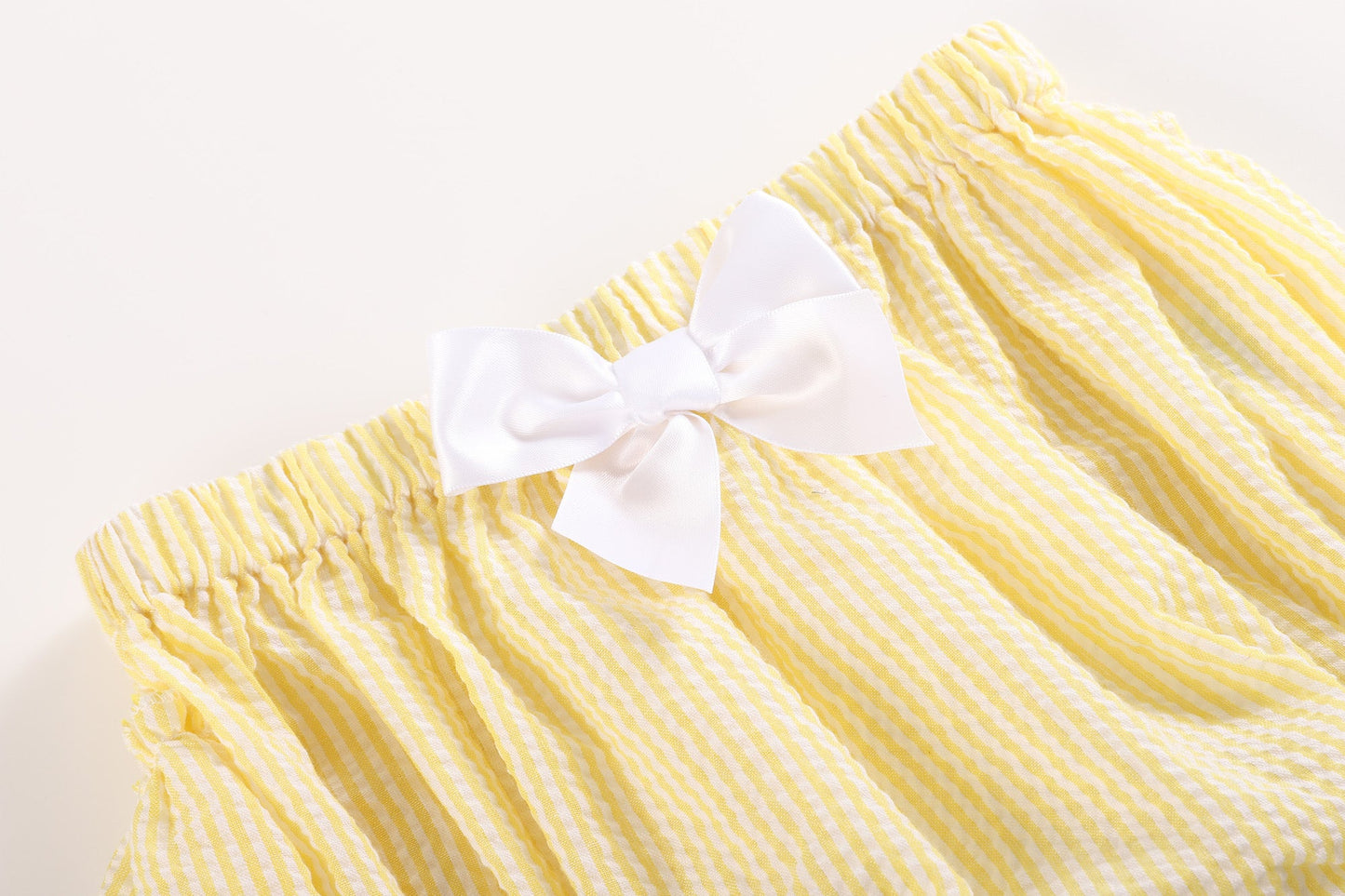 Yellow Seersucker Turtle 2pc Bloomer Set