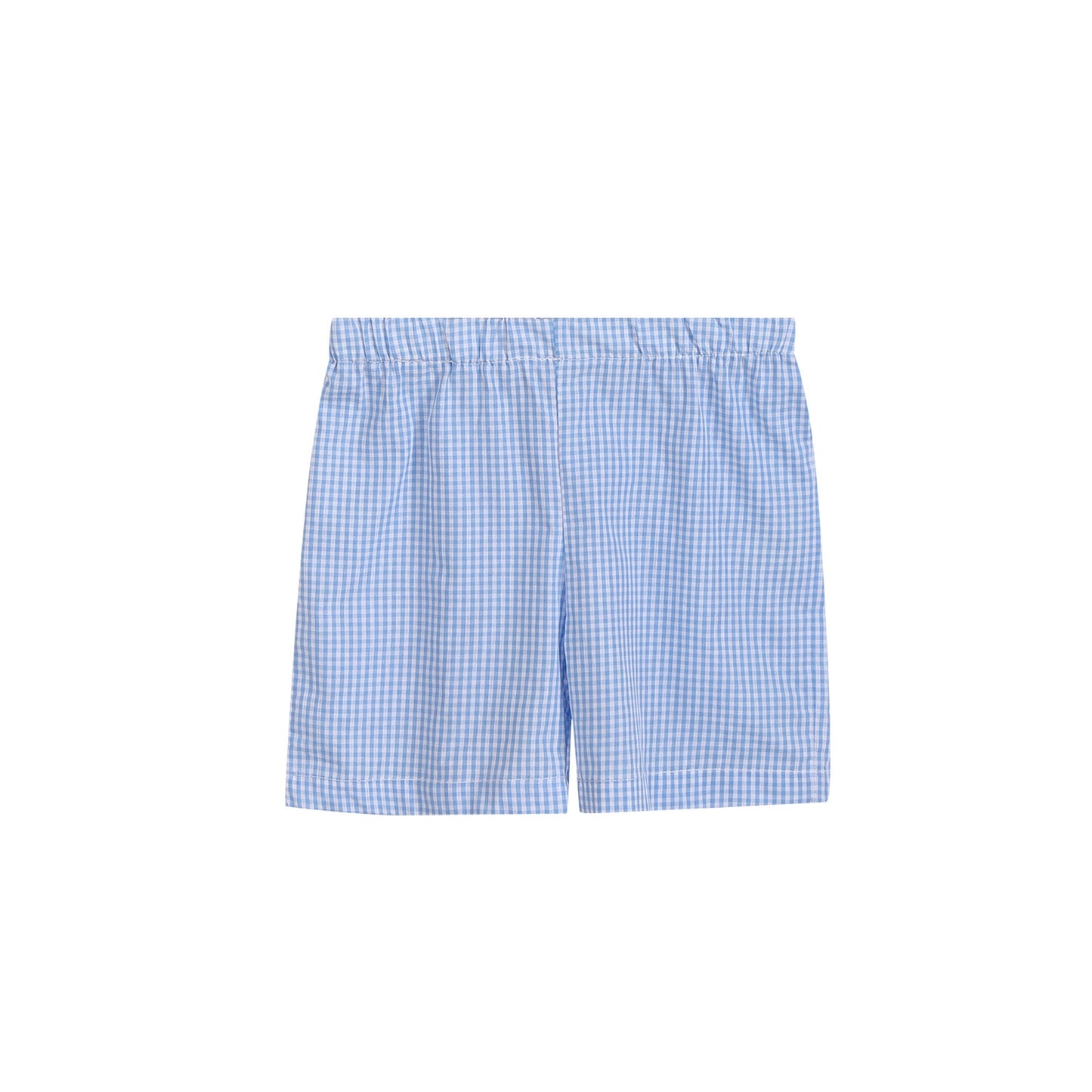 Yellow Turtle Shirt and Blue Gingham Shorts Set