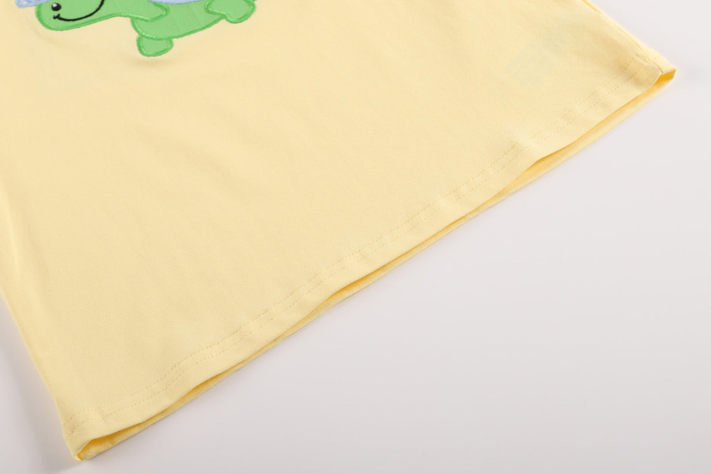 Yellow Turtle Shirt and Blue Gingham Shorts Set