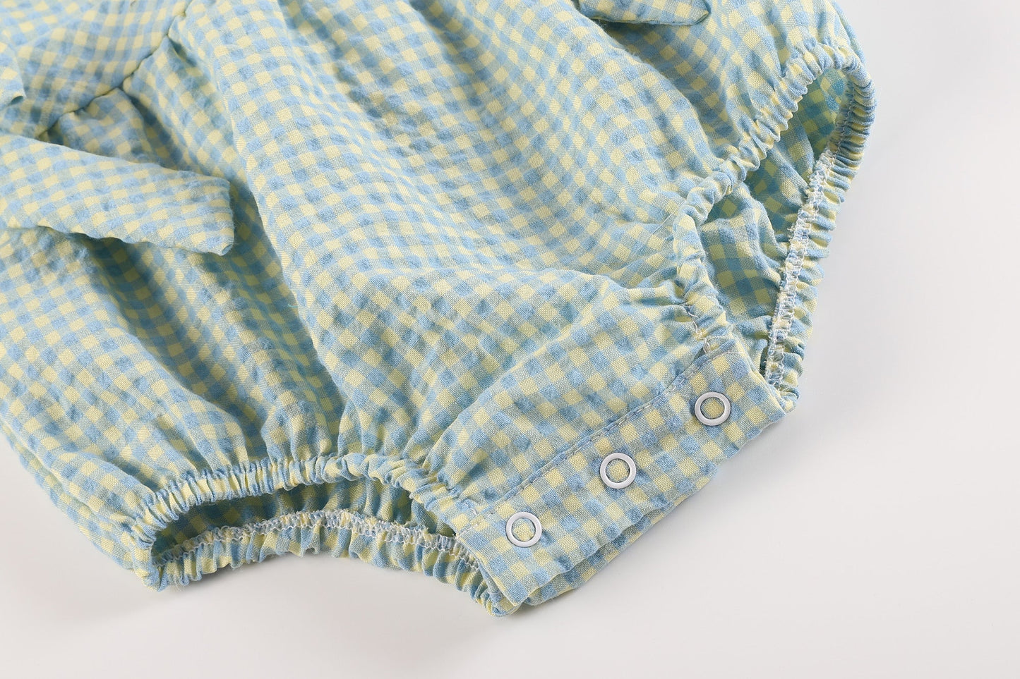 Blue and Yellow Gingham Ruffle Romper