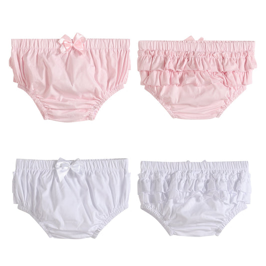 White and Pink Bloomers Woven 2pc Set