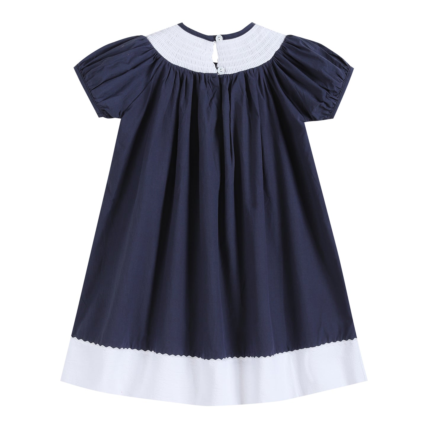 Blue and White Christmas Nativity Smocked Bishop Dress