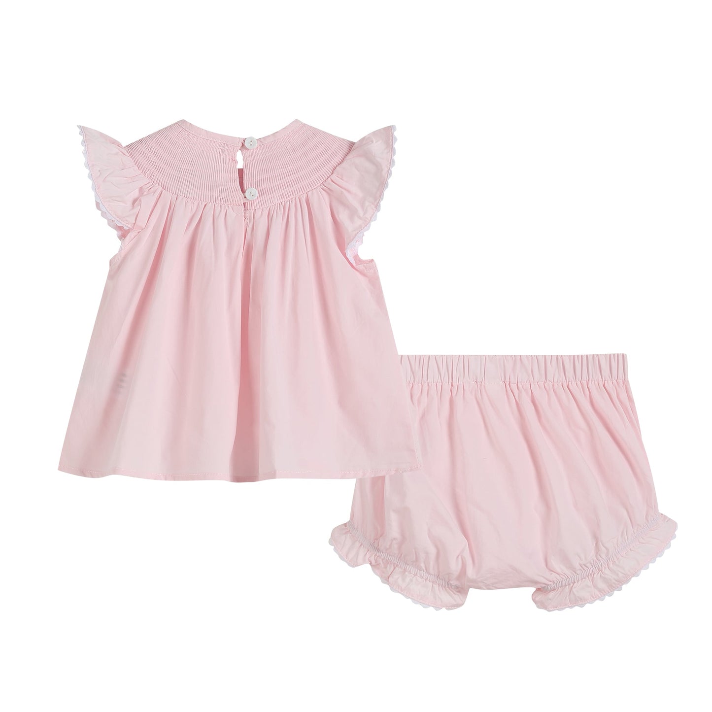 Light Pink Daisy Smocked Top and Bloomer 2 pc set