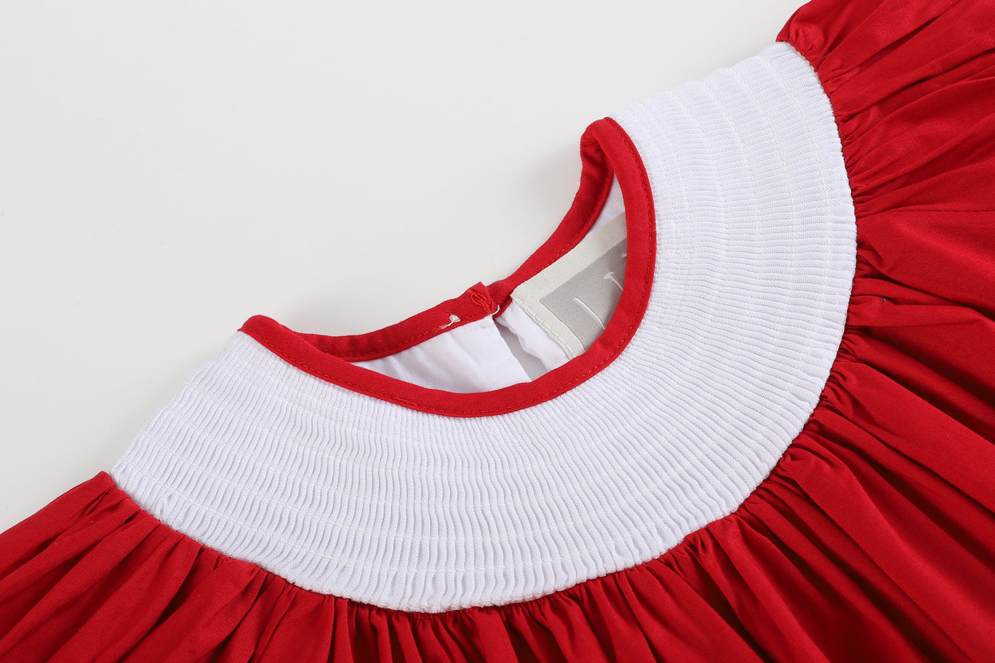 Red & White Smocked Bishop Dress