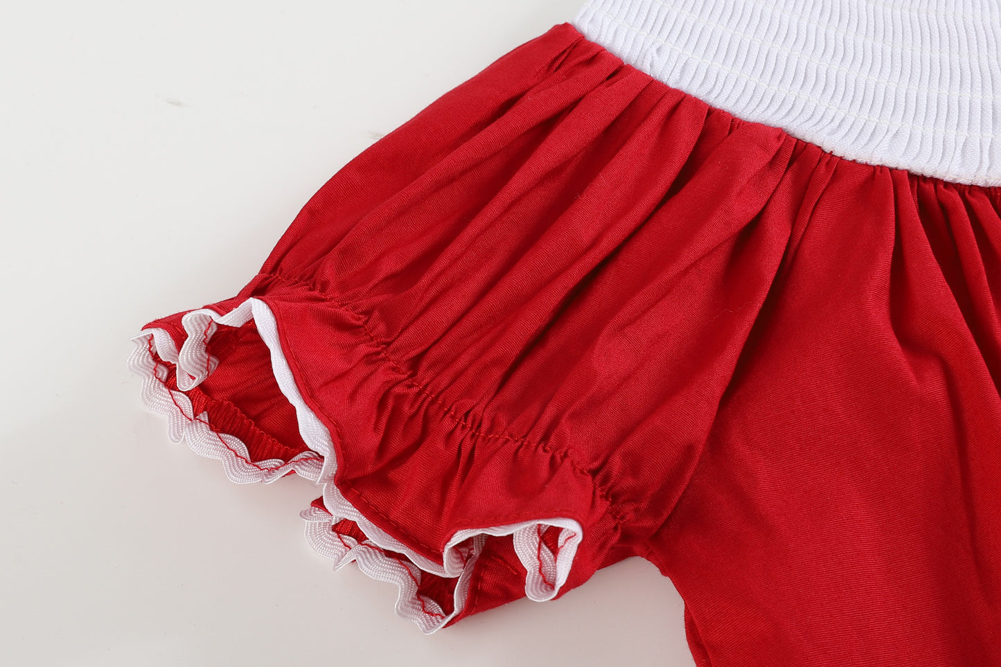 Red & White Smocked Bishop Dress