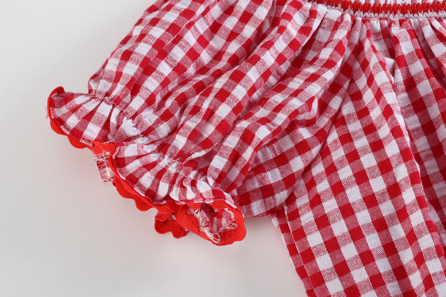 Red Gingham Smocked Bishop Dress