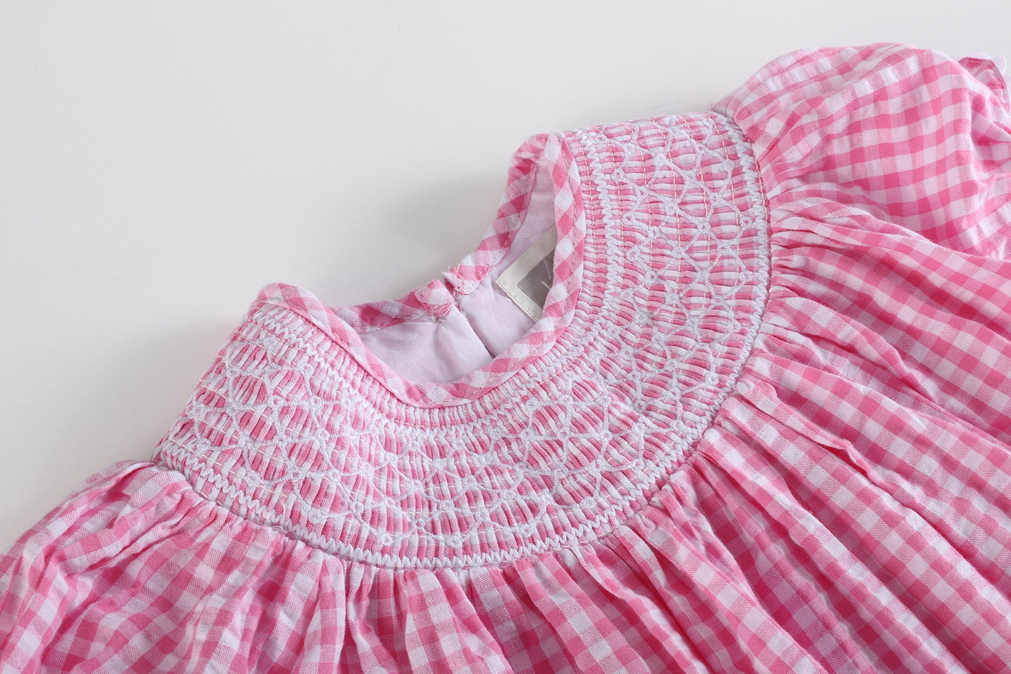 Pink Gingham Classic Smocked Bishop Dress