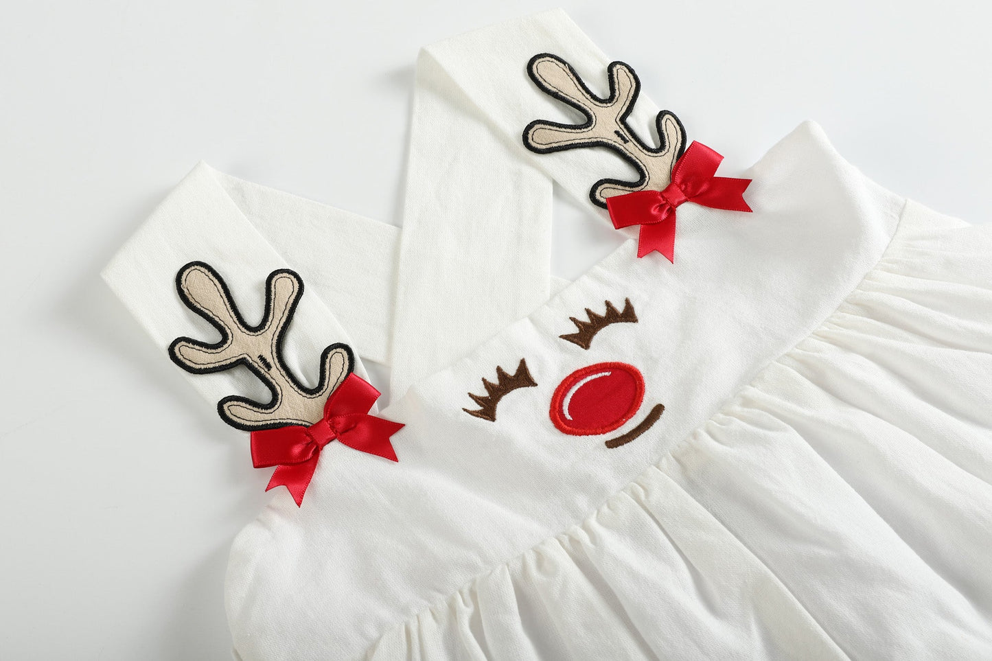 White Reindeer Pocket Jumper Dress