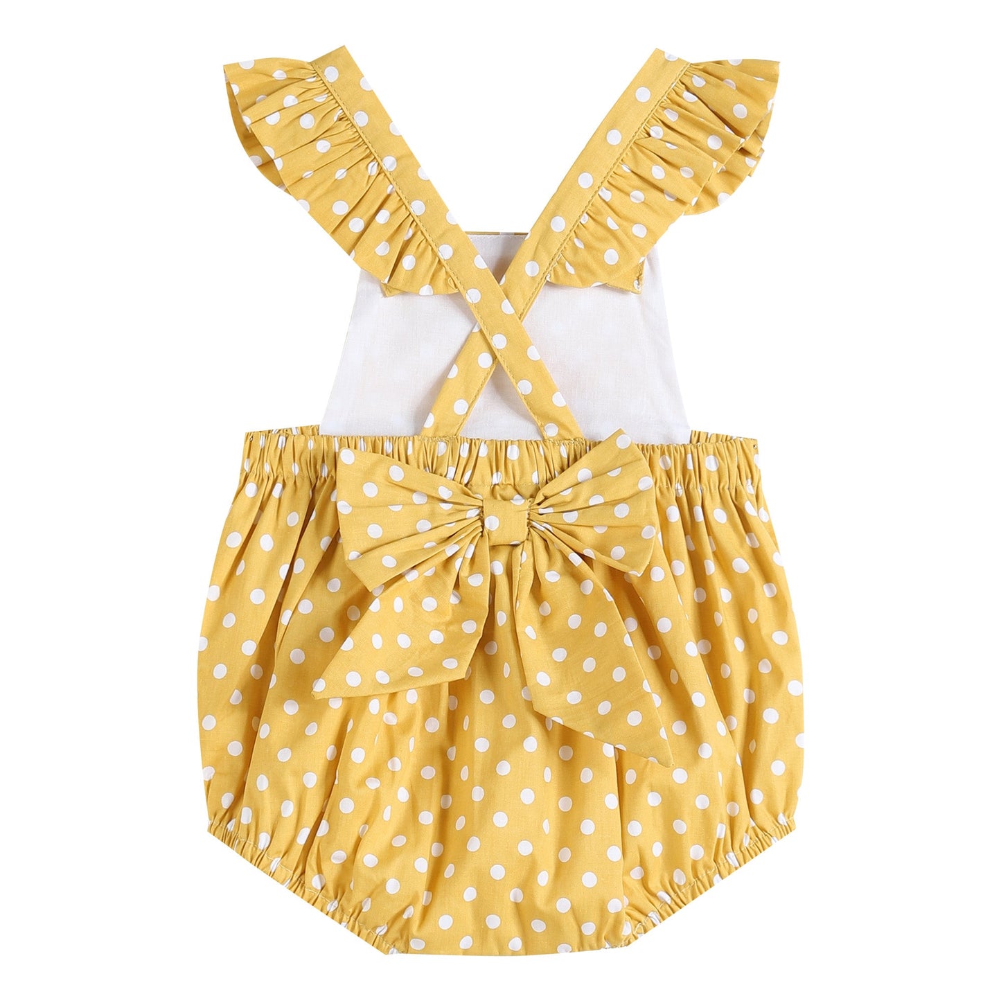 Mustard Dot Ruffle Romper