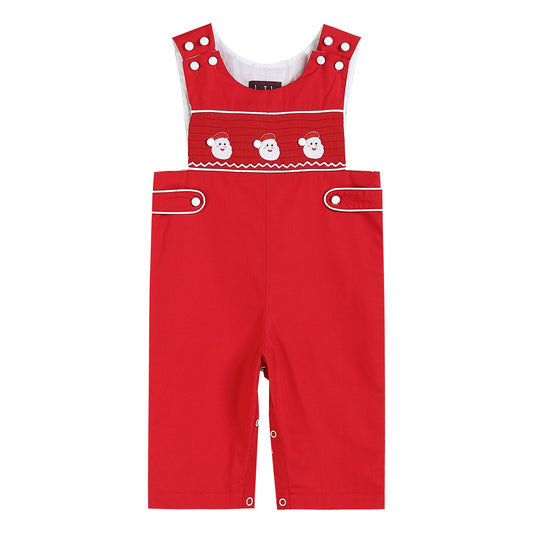 Red & White Santa Smocked Overalls