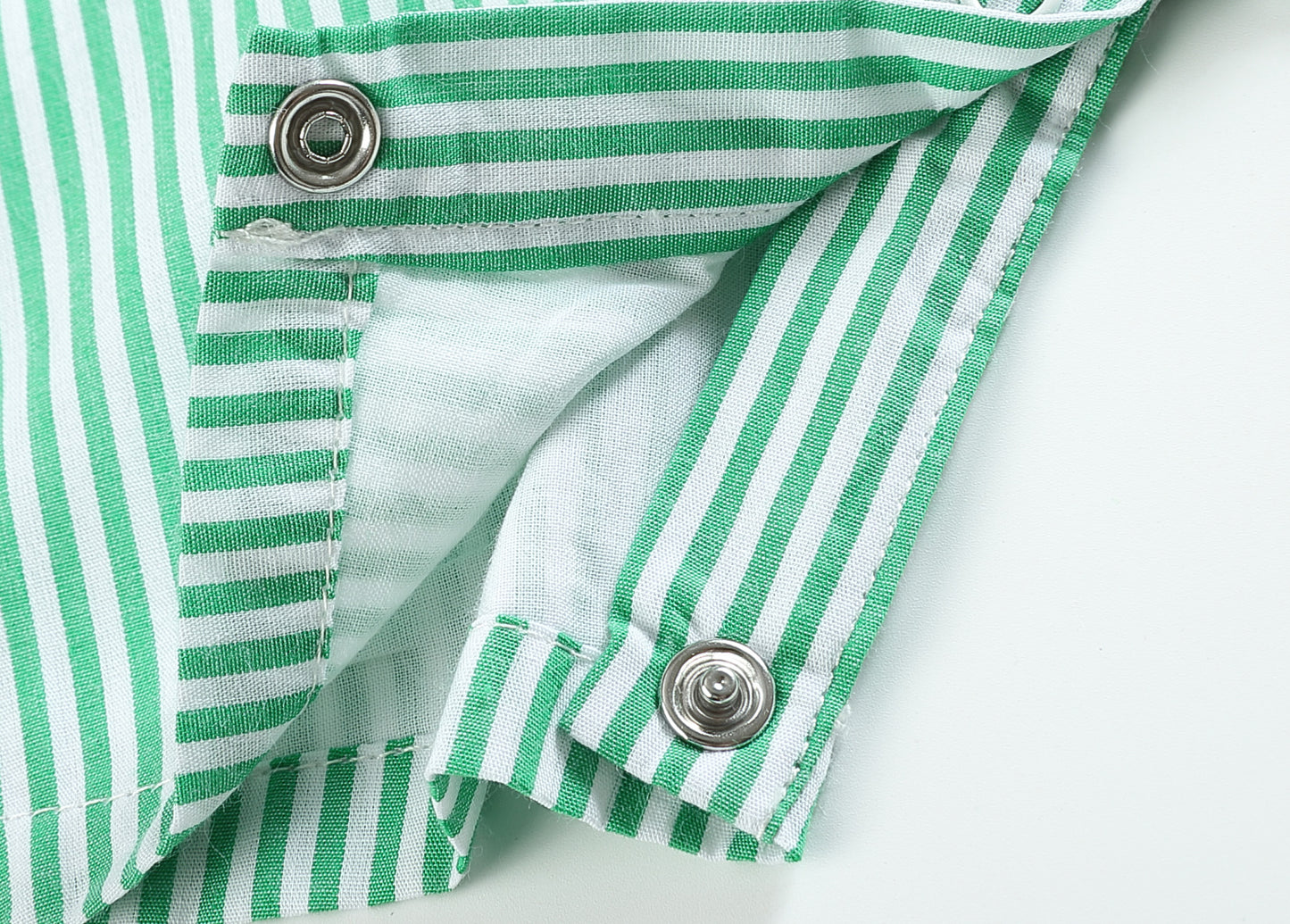 Green Stripe Watermelon Applique Shortalls
