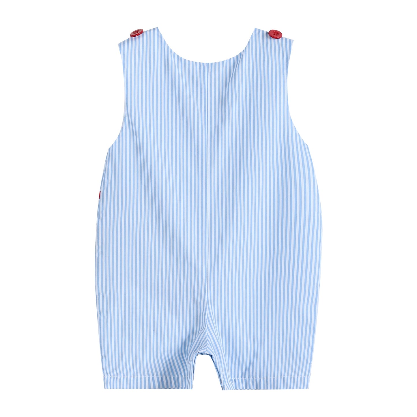 Light Blue Pinstripe Tractor Applique Overalls