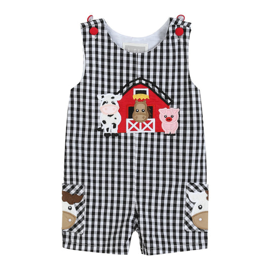 Black Gingham Barn Scene Overalls