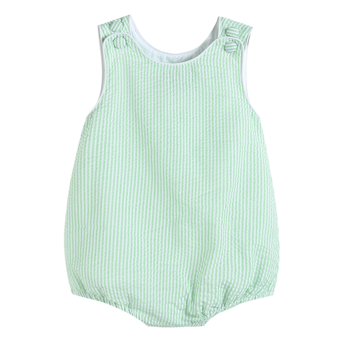 Classic Green Stripe Seersucker Baby Romper