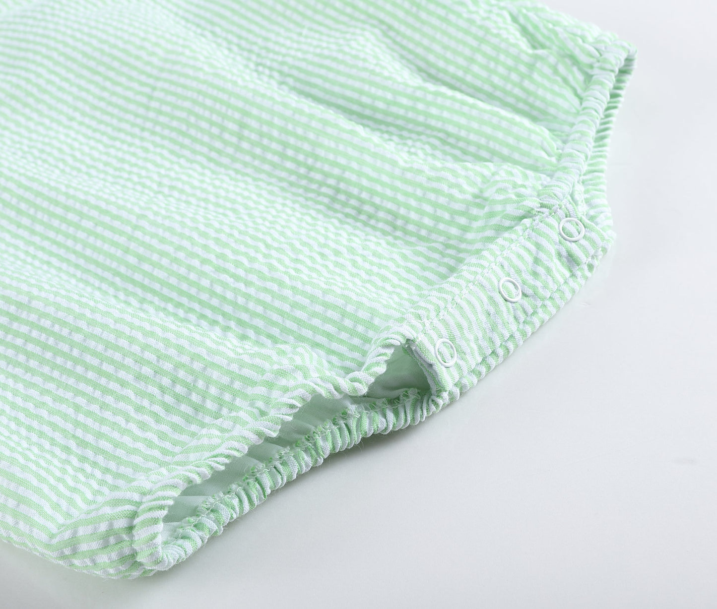 Classic Green Stripe Seersucker Baby Romper