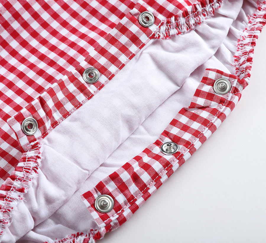 Classic Red Gingham Bubble Romper