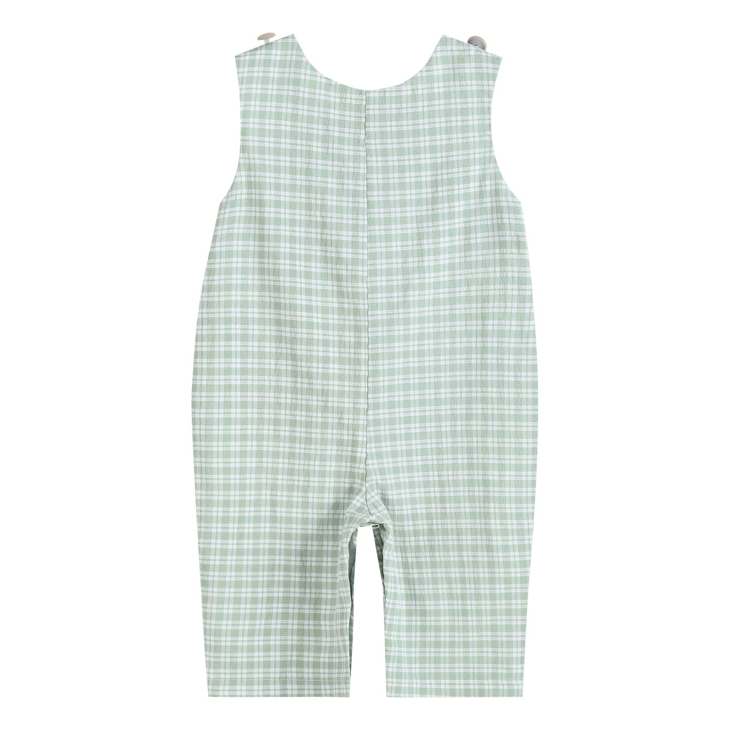 Sage Green Plaid Pumpkin Smocked Overalls