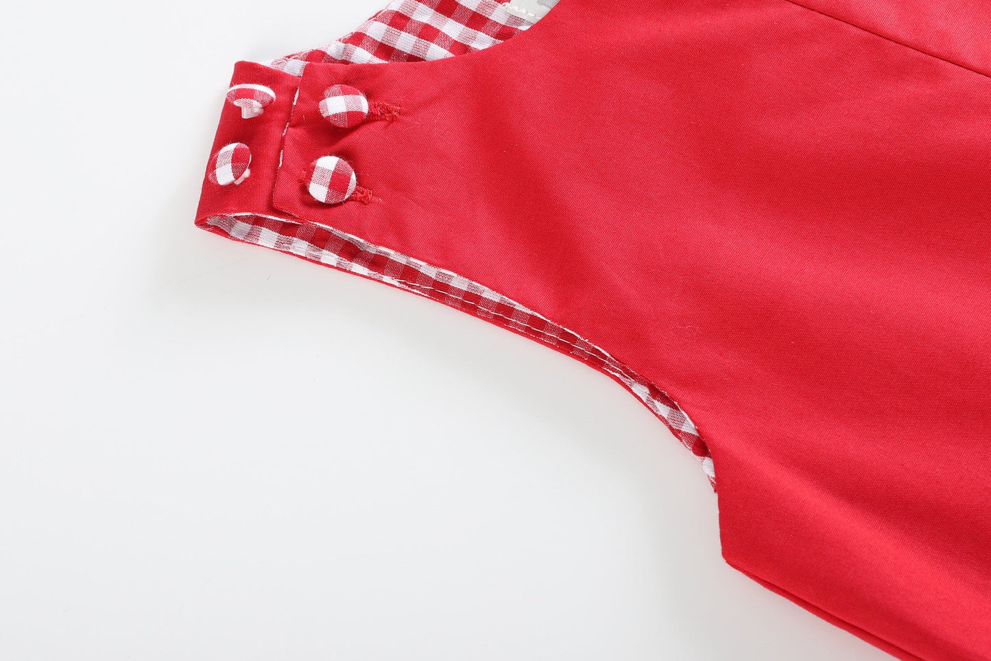 Red Gingham Trim Overalls