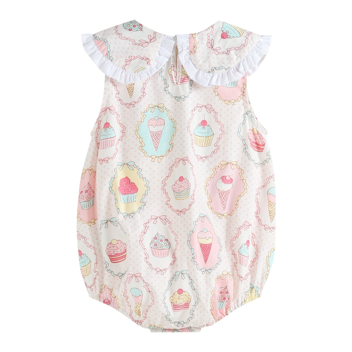 Bakery Print Cupcake Collared Bubble Romper