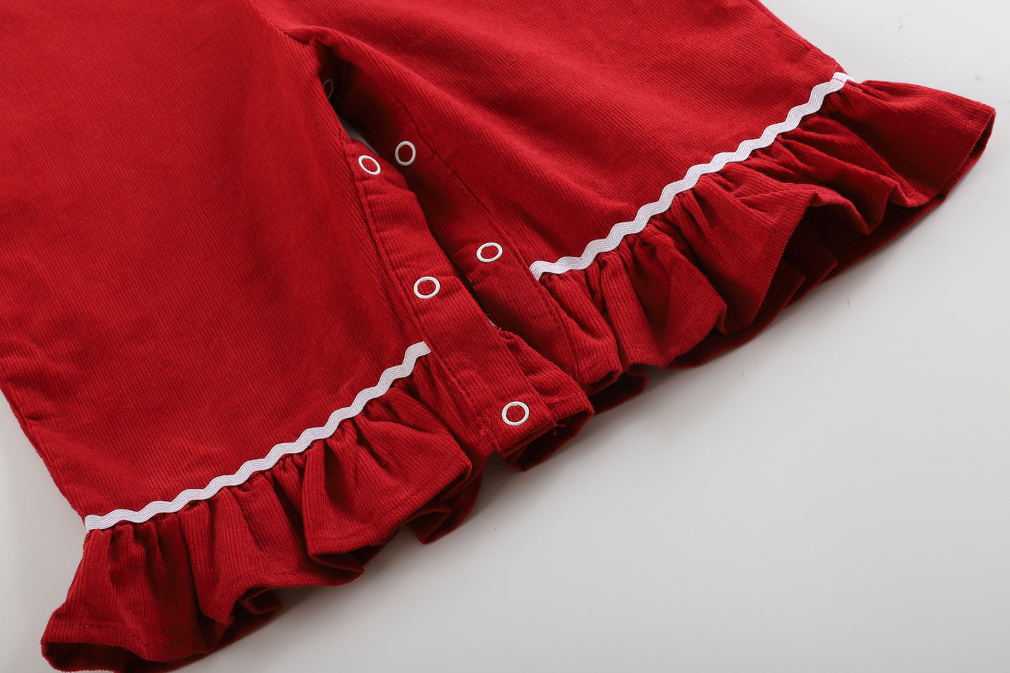 Red Nativity Smocked Ruffle Cuff Playsuit
