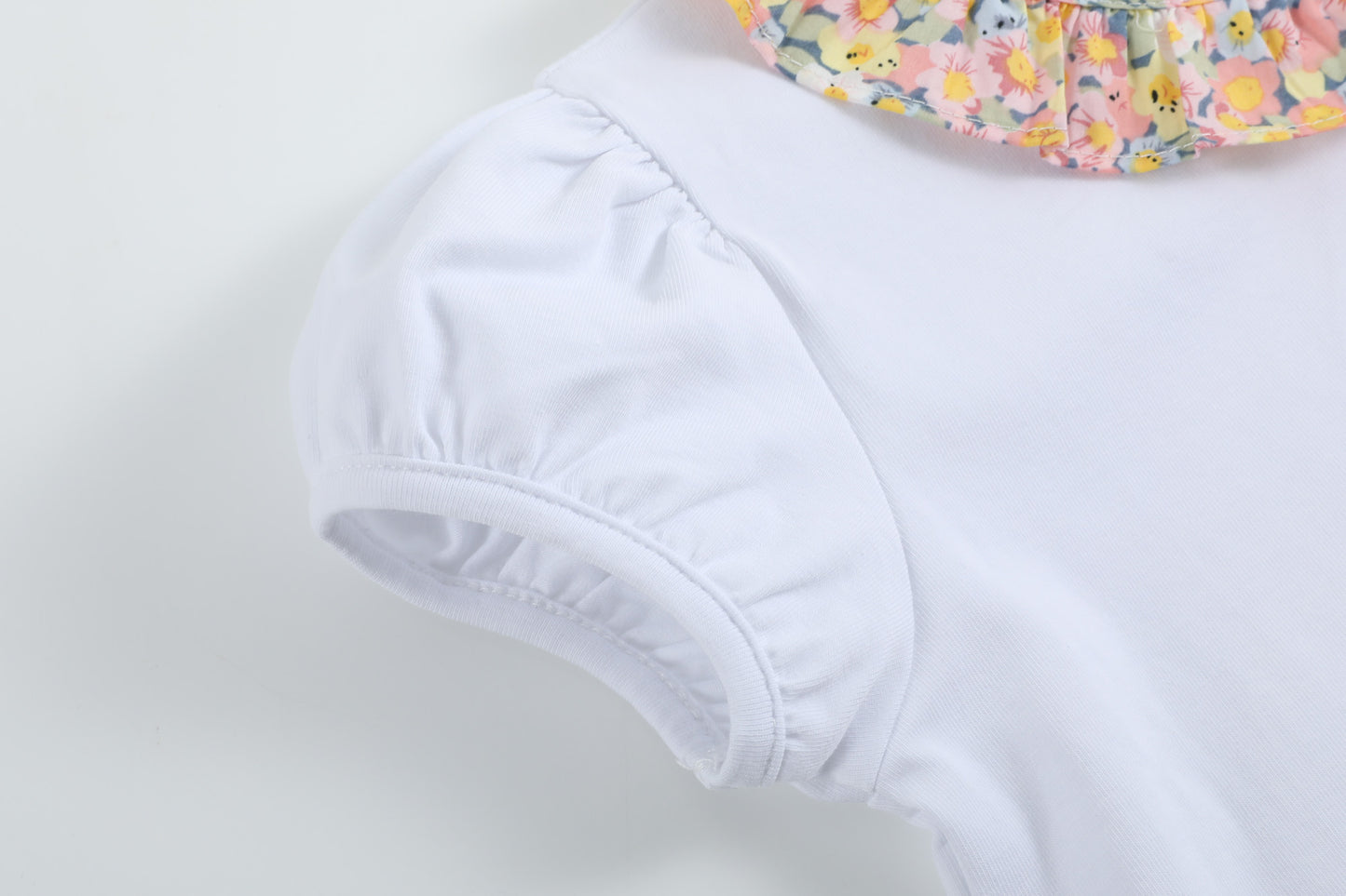Peach Floral Print Skort and Collared Ruffle Shirt 2pc Set