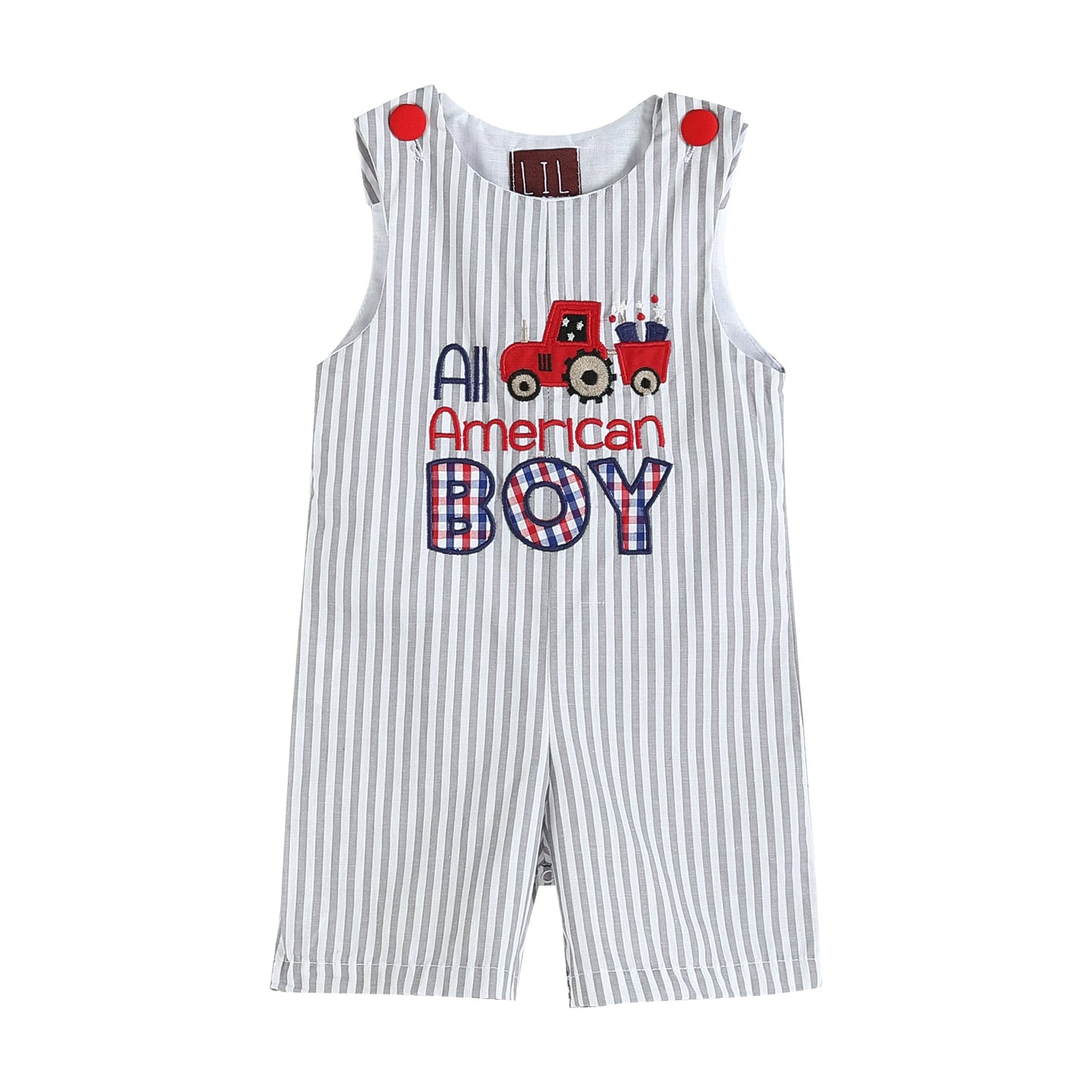Gray & White 'All-American Boy' Shortalls