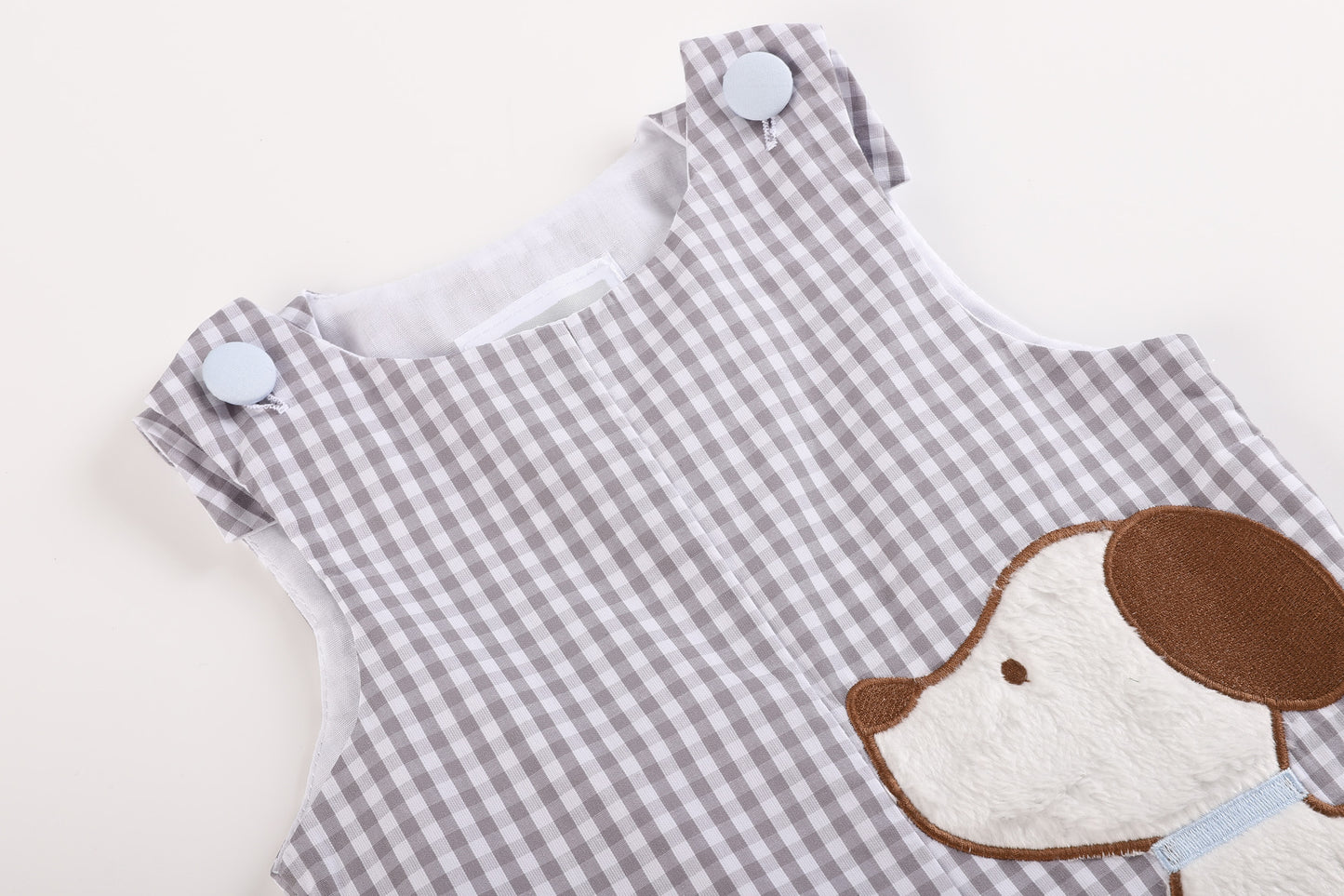 Gray Gingham Puppy Shortalls