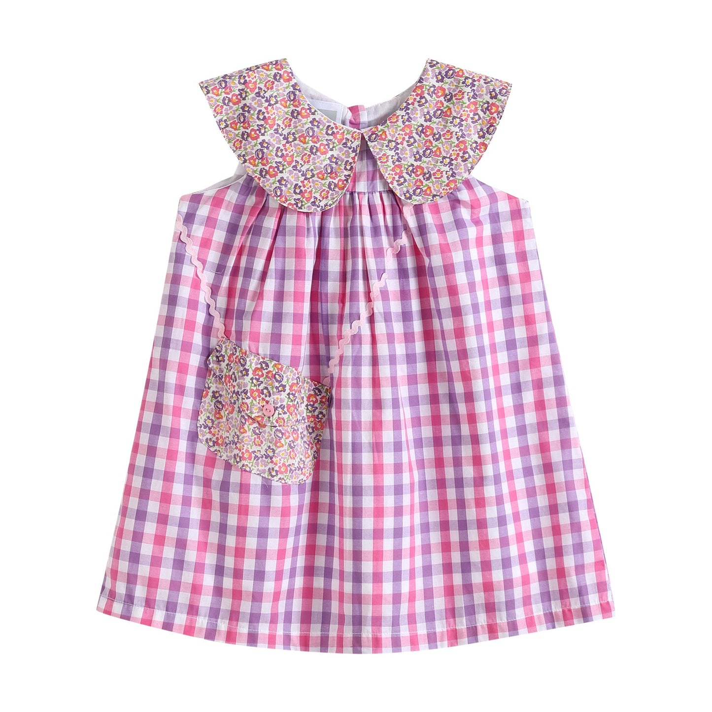 Purple and Gingham Floral Purse Dress