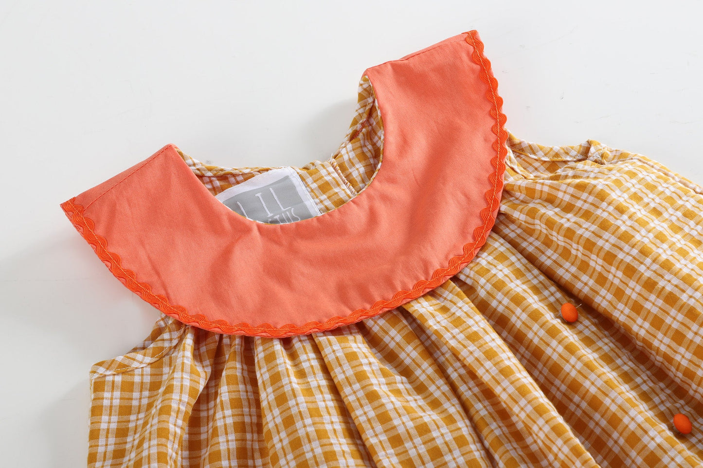 Orange Gingham Pumpkin Yoke Dress