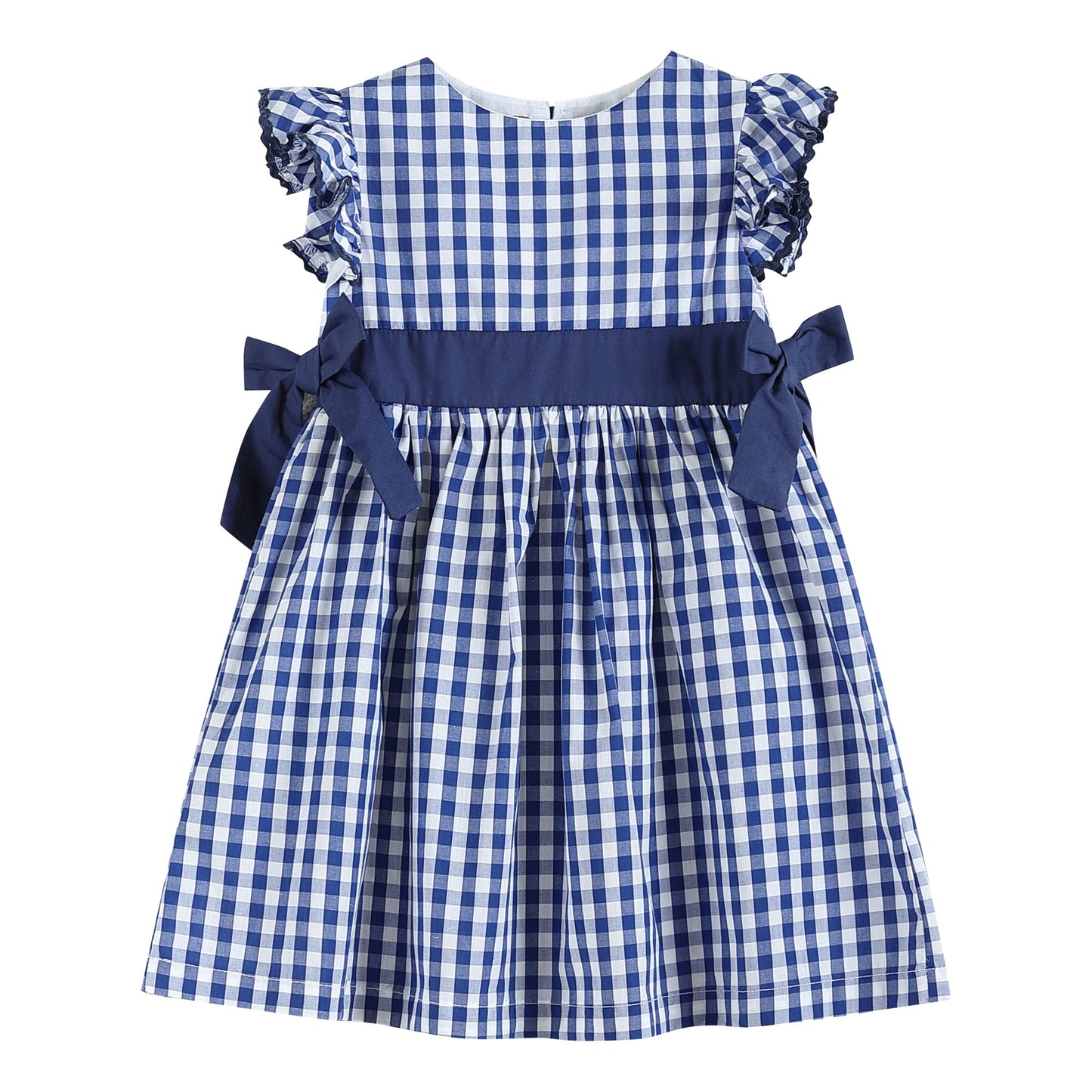 Royal Blue Gingham Ruffle Bow Dress