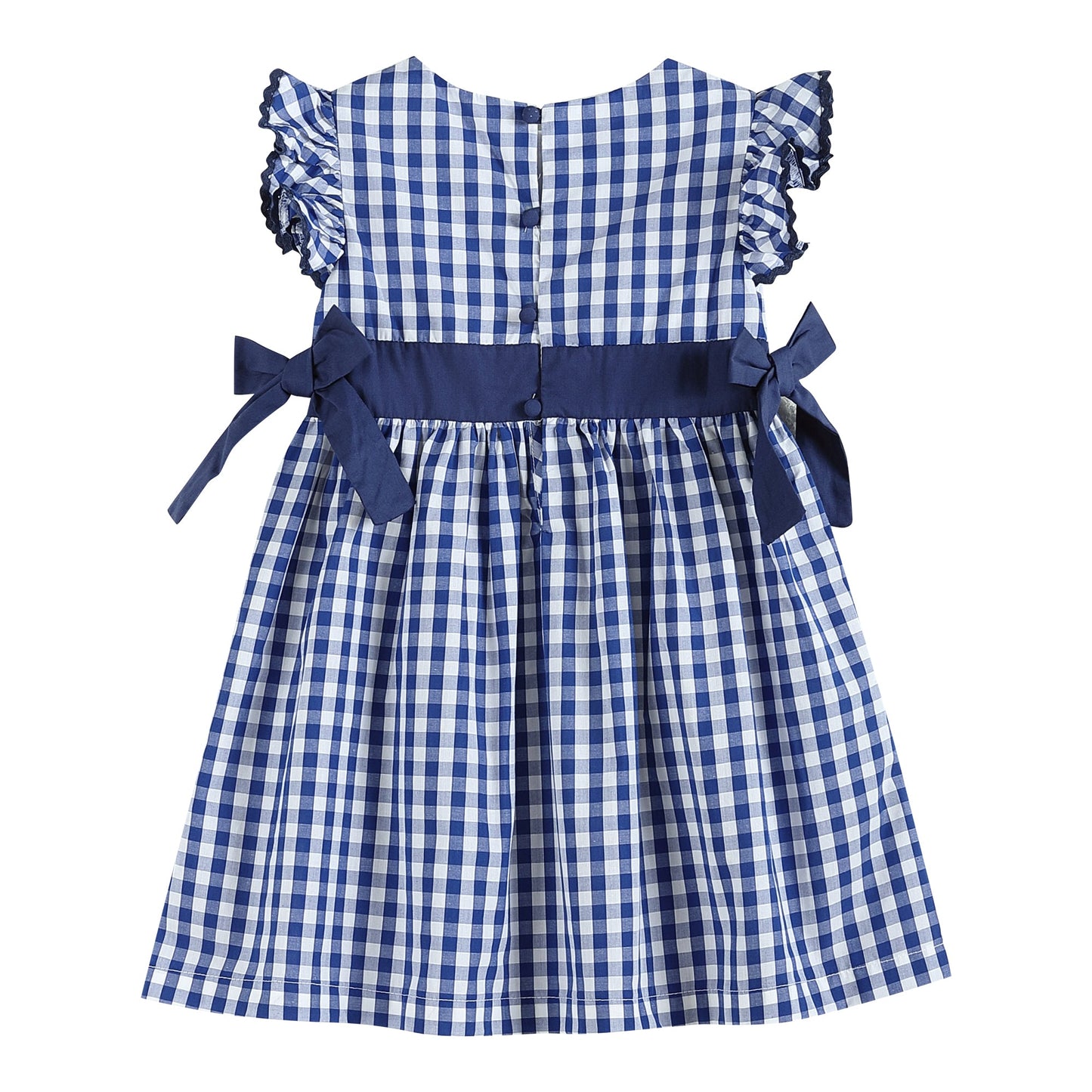 Royal Blue Gingham Ruffle Bow Dress