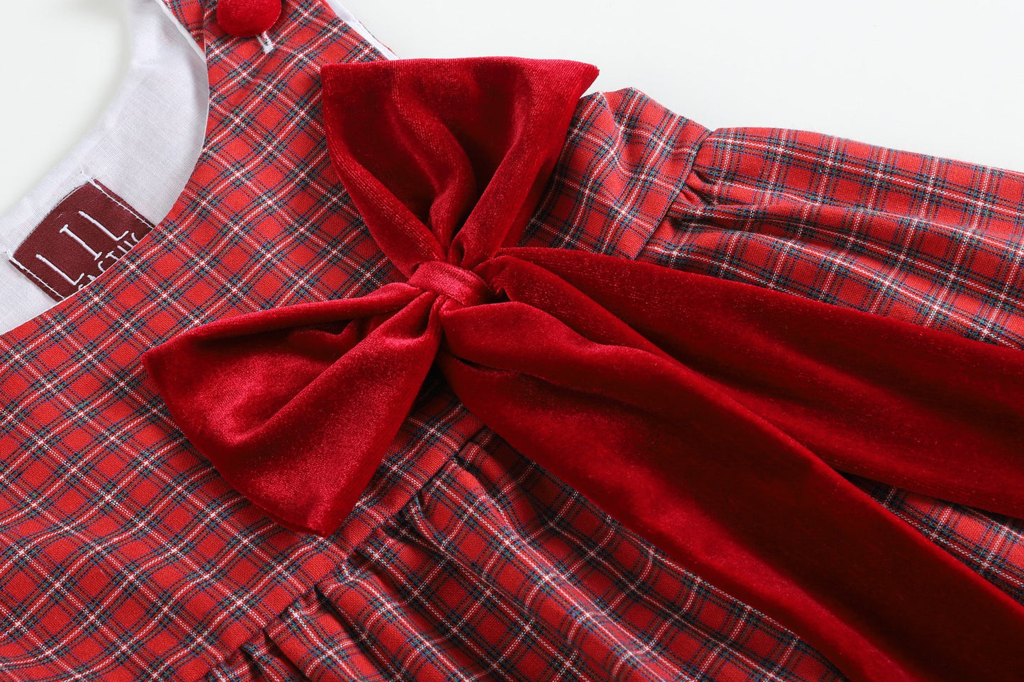 Red Plaid Santa Bow Sleeveless Babydoll Dress